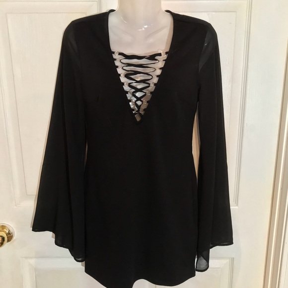 Forever 21 Black Lace Up Dress - Picture 2 of 7